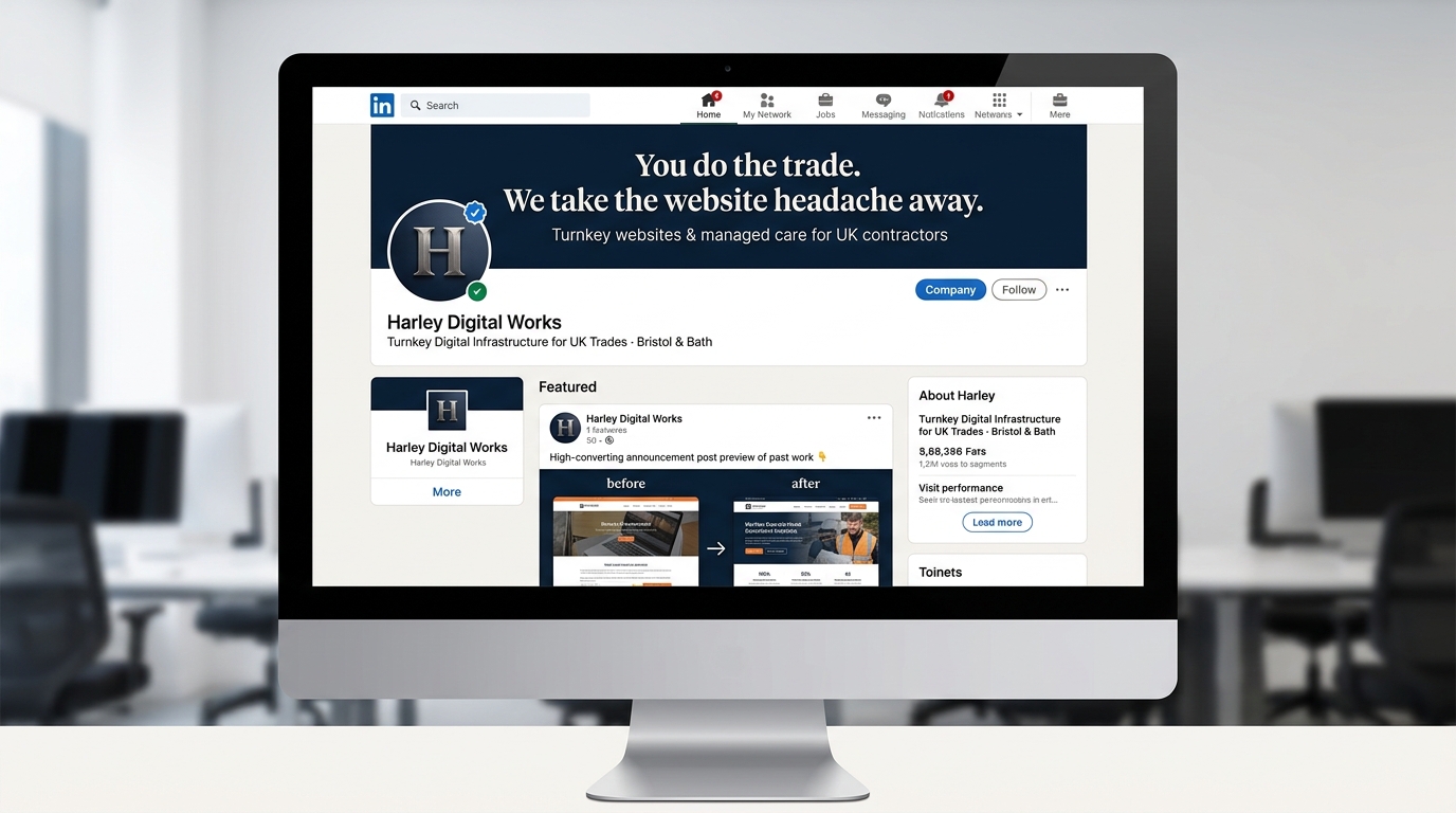 Harley Digital Works Desktop LinkedIn Company Profile Mockup