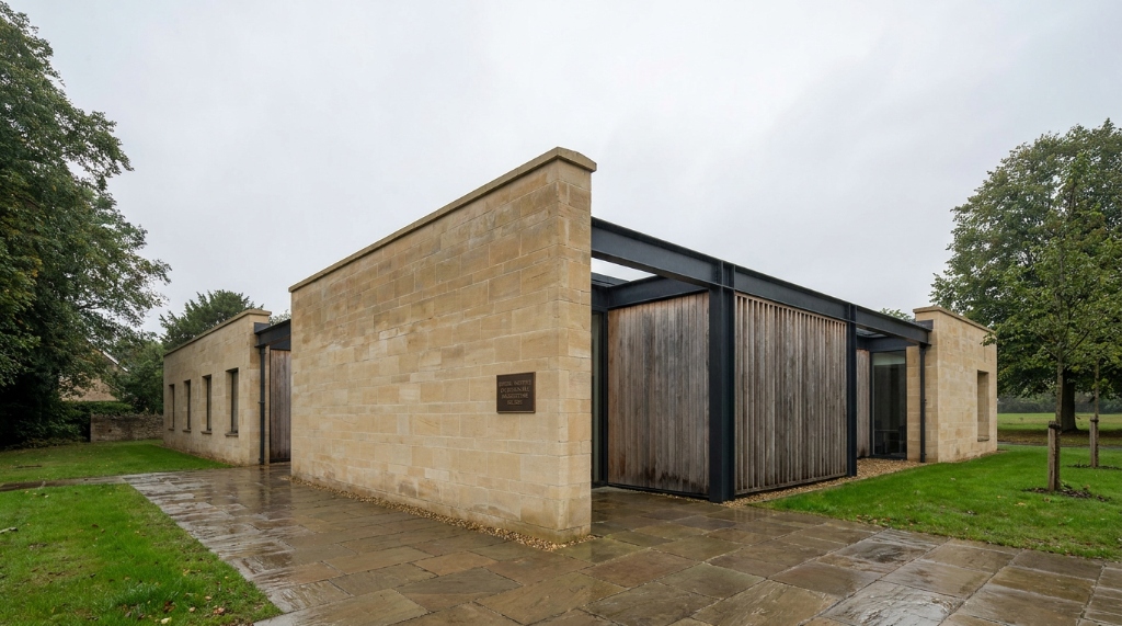 Precision British architectural craft pavilion demonstrating structural quality and clean lines